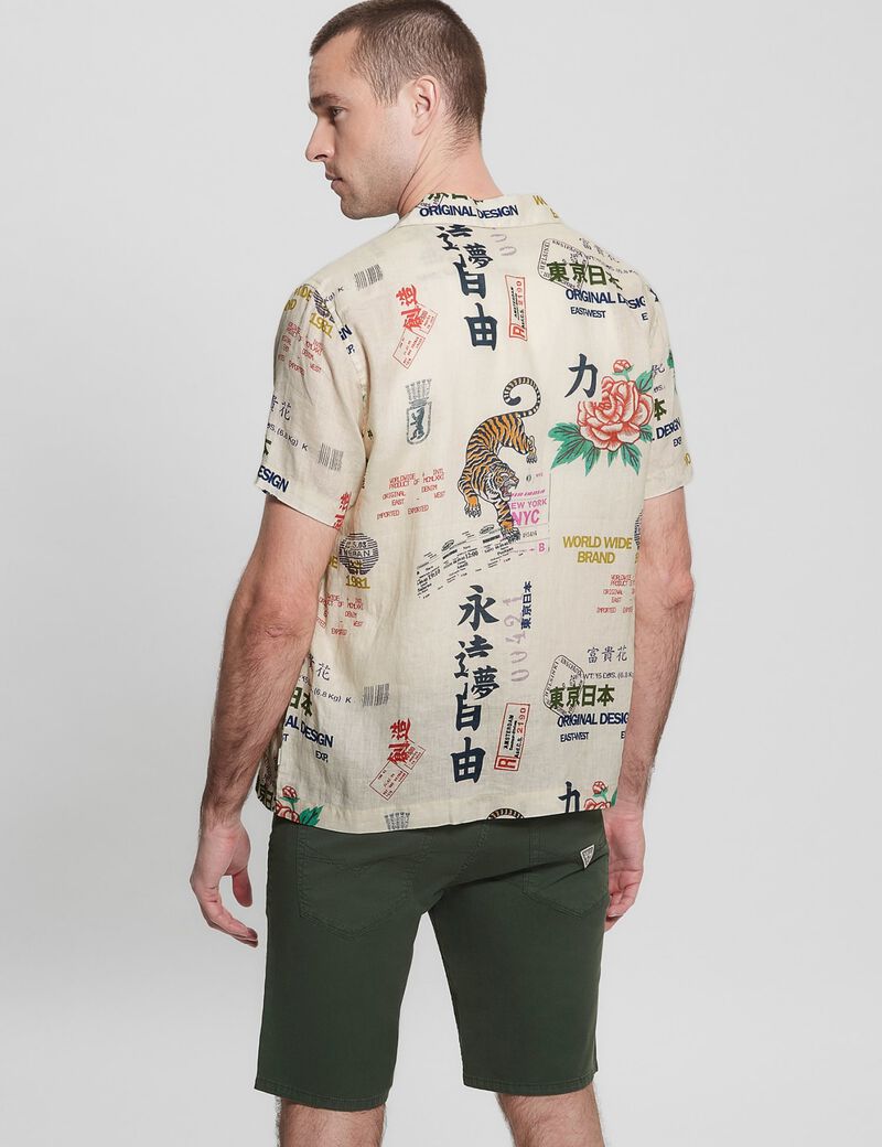 All over print linen shirt