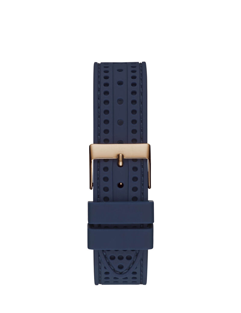 Rose Gold And Blue Logo Watch