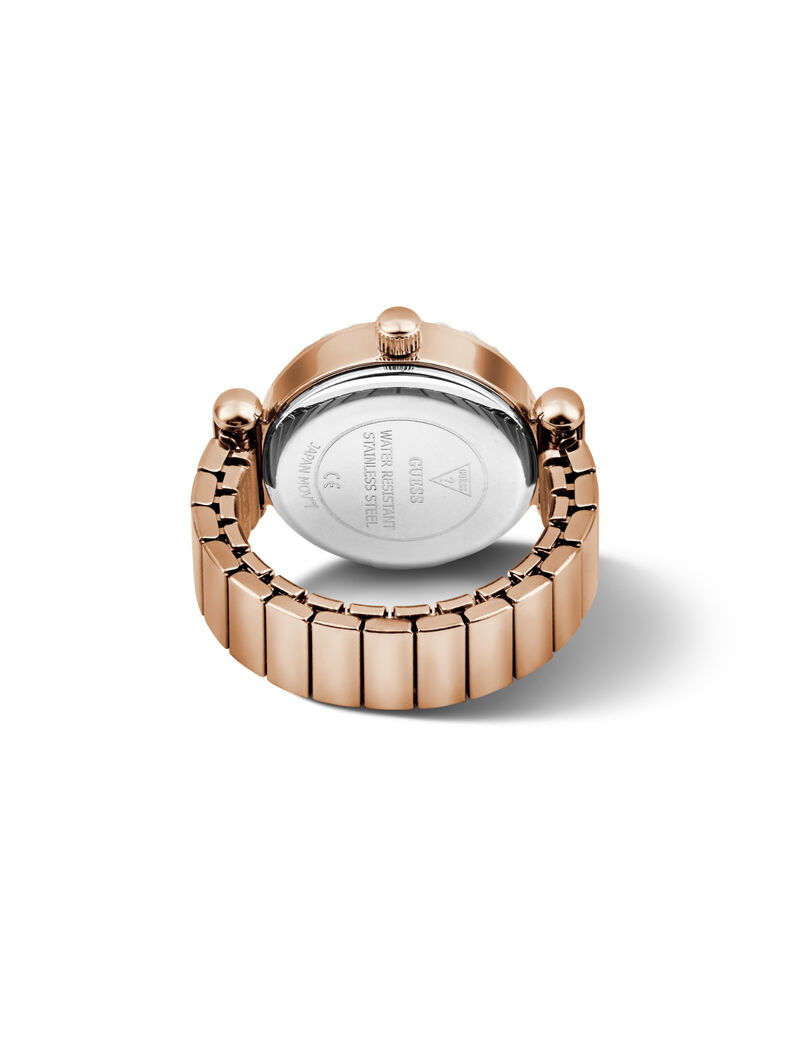 guess ladies rose gold tone round analog watch