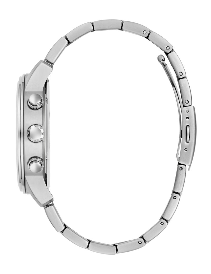 guess mens silver tone round analog watch