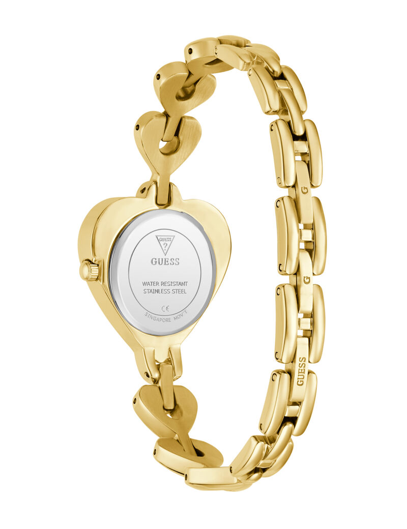 Ladies Yellow Gold Tone Heart Analog Watch