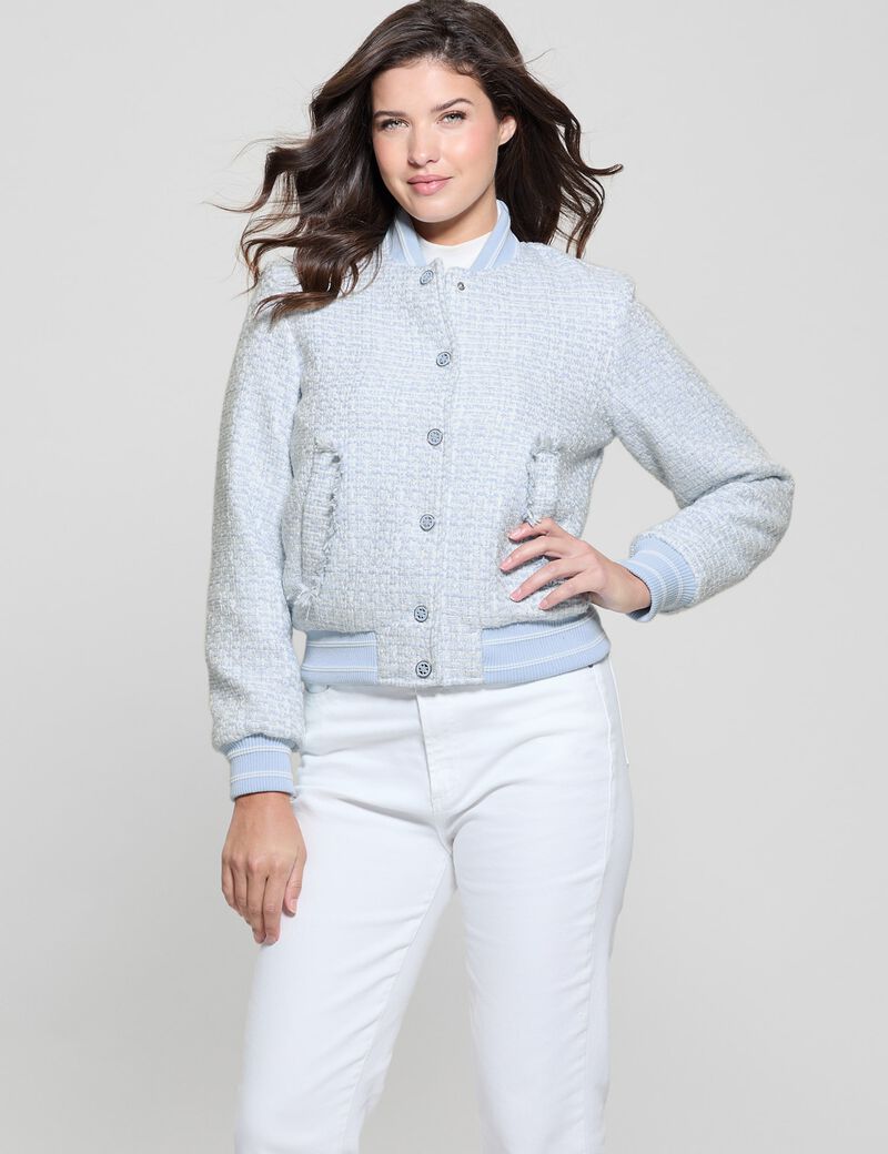 Padded tweed bomber jacket