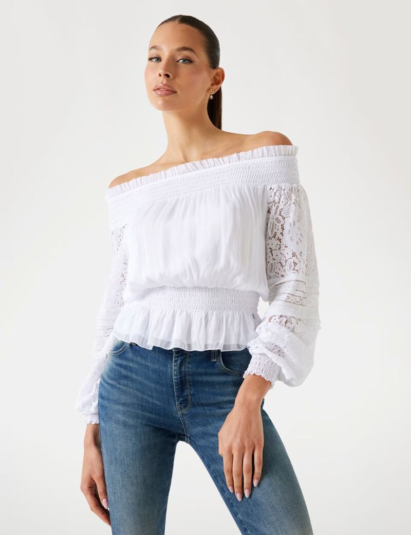 Silk-blend off-shoulder top