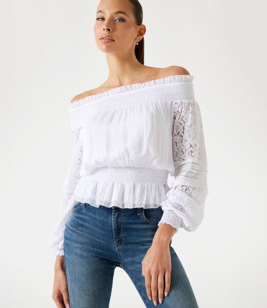 Silk-blend off-shoulder top