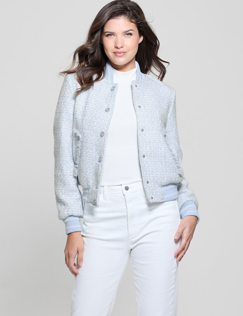 Padded tweed bomber jacket