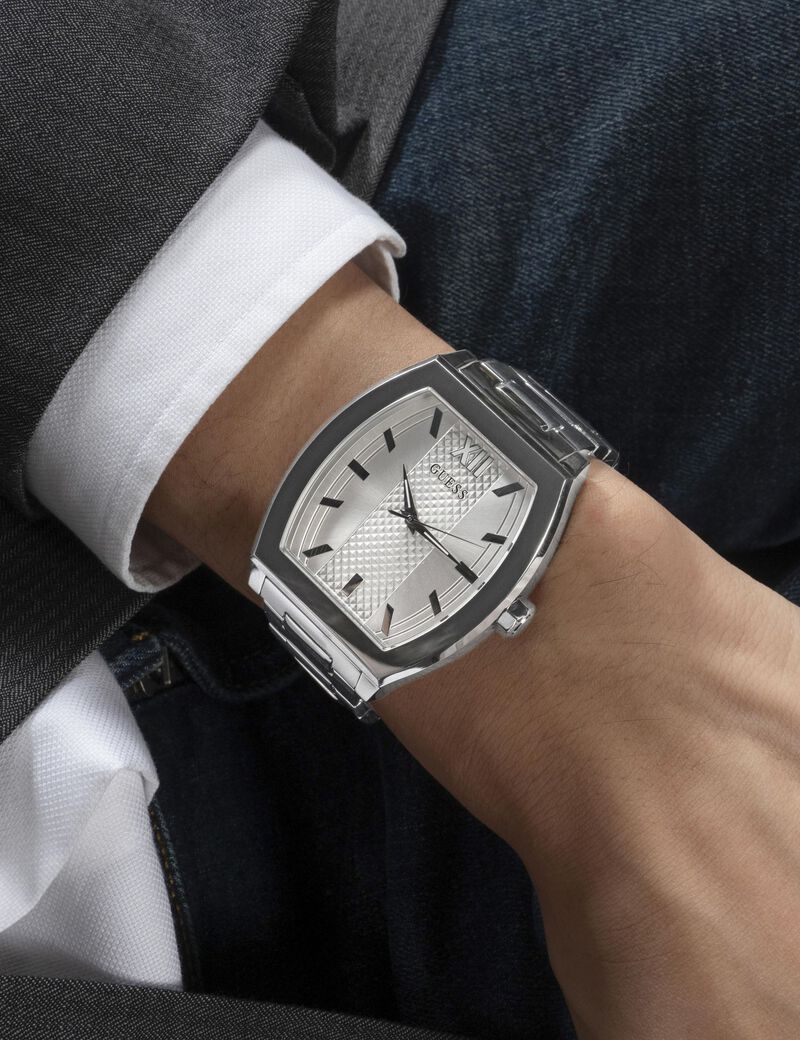 ساعة تناظرية من الفولاذ المقاوم للصدأ