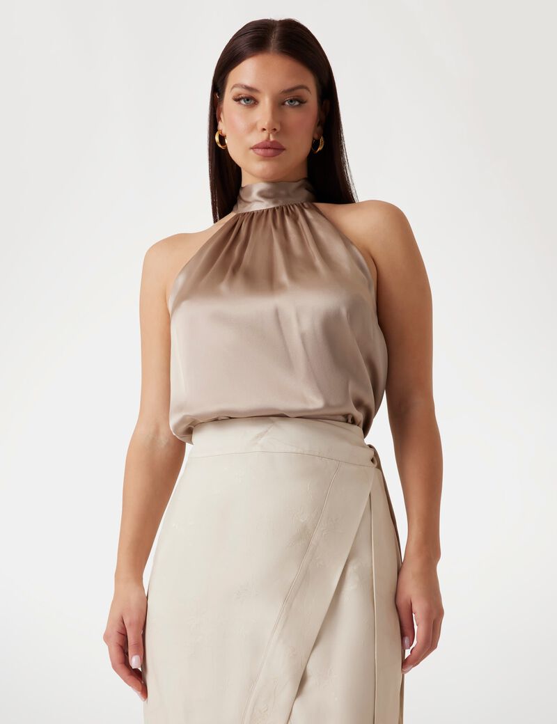 Marciano silk halter-neck top