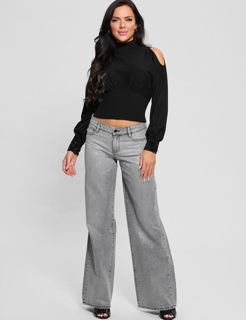 Rhinestone-cuff sweater
