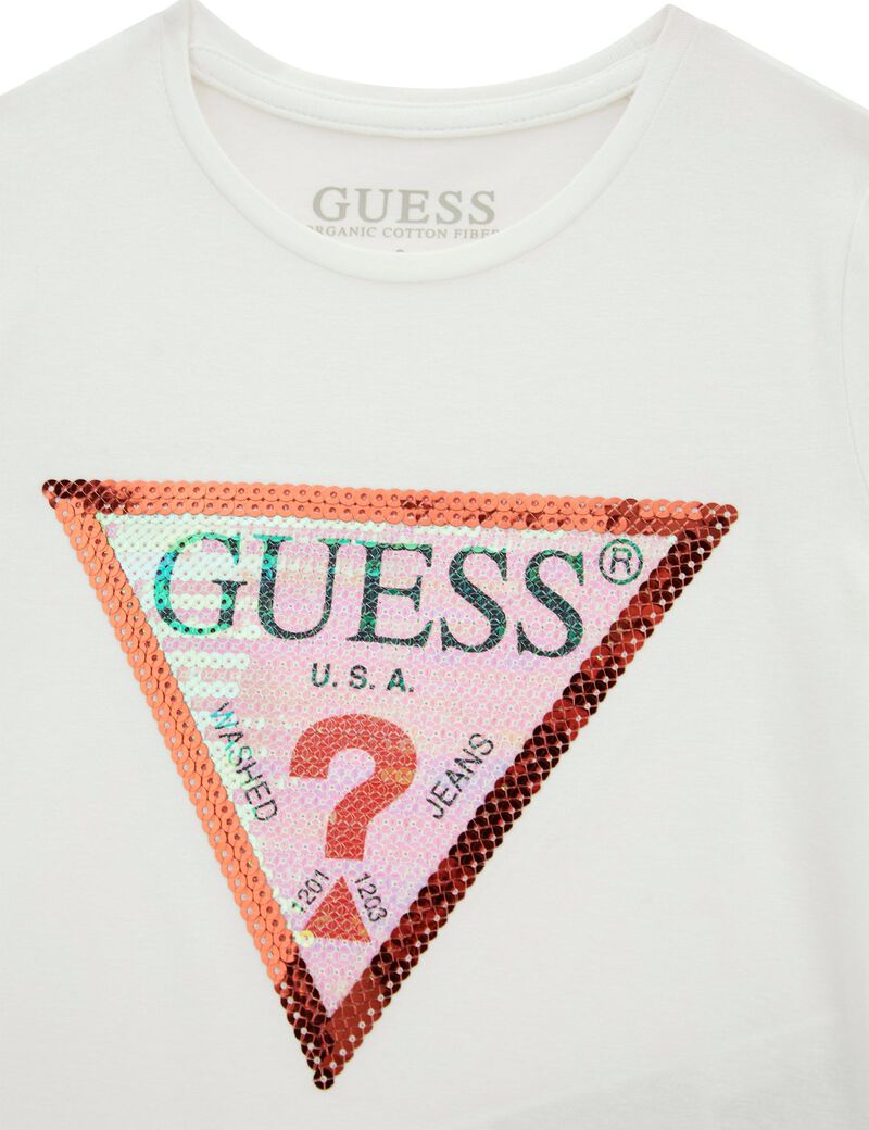 Front squins triangle logo t-shirt