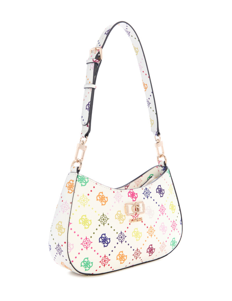 guess emelie logo top zip shoulder bag