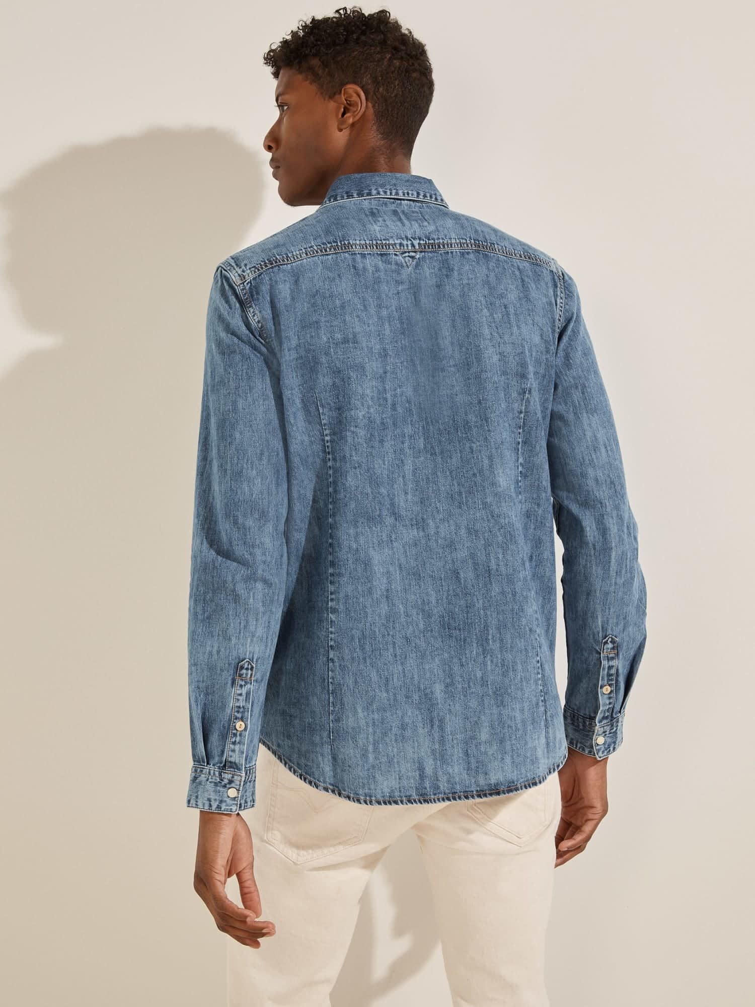 Guess slim fit denim shirt sales