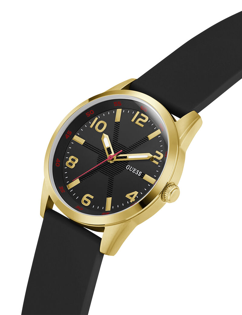 Mens Black Gold Tone Analog Watch