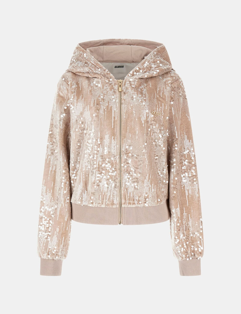 جيس sequin full zip hoodie