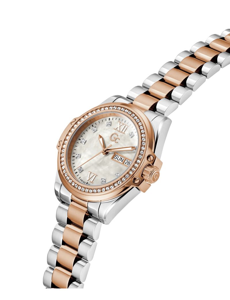 Gc Sportchic Women S 507 Mvmt White Dail 10 Amt Silver Rose Gold Stainless Steel Brct