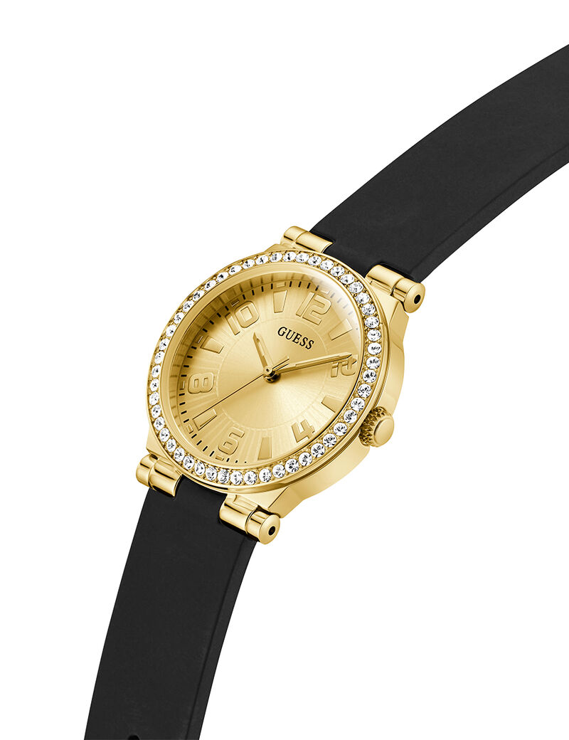 Ladies Black Gold Tone Analog Watch