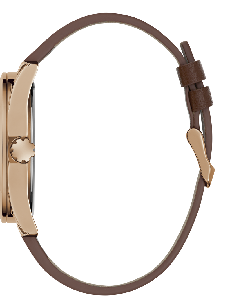 Mens Brown Rose Gold Tone Multi-function Watch