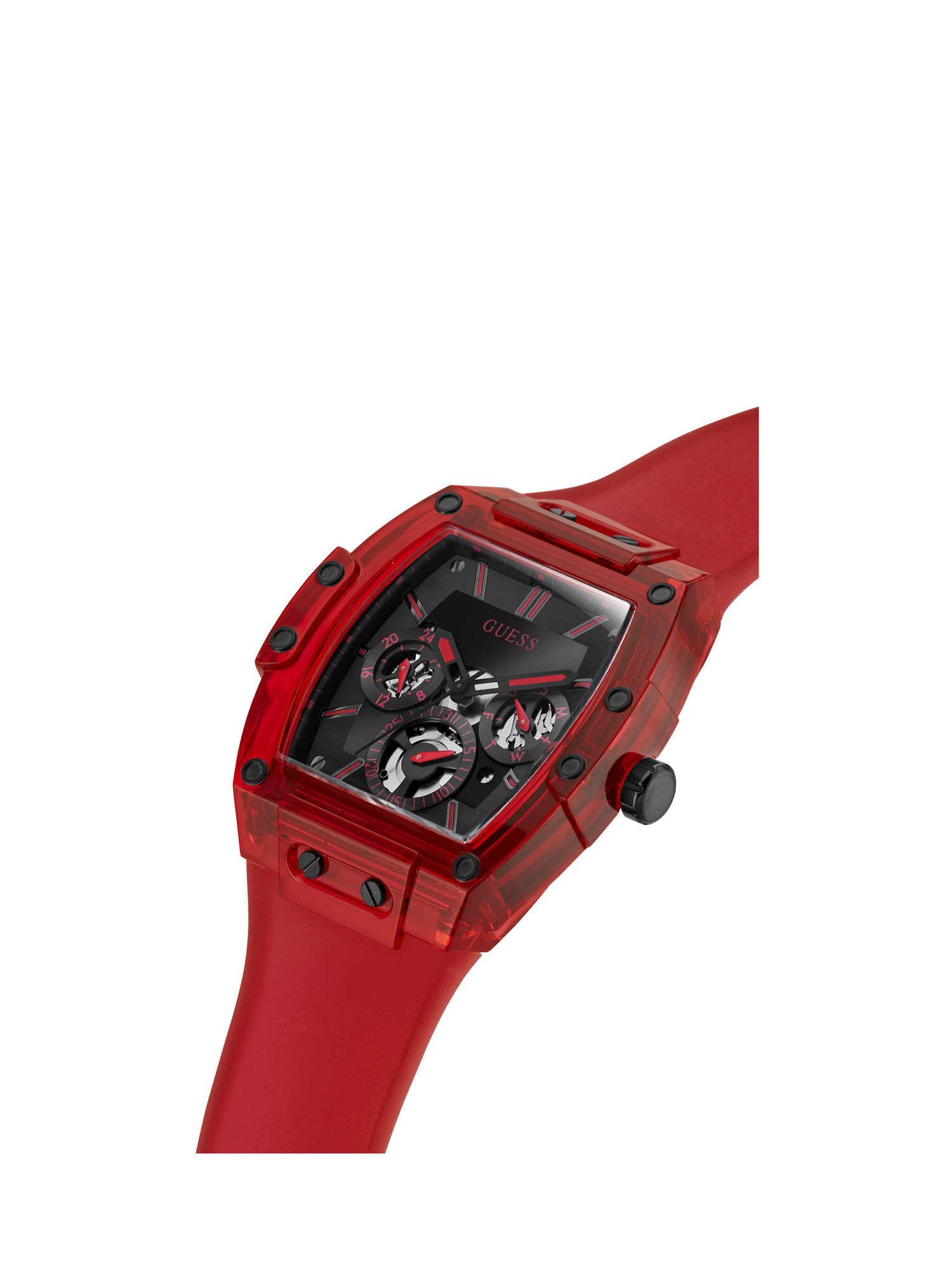 Shop GUESS Online Red Silicone Multifunction Watch