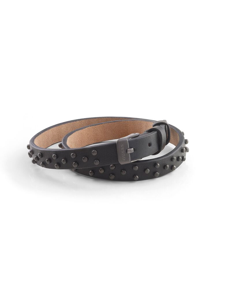 Black Leather Bracelet With Studs