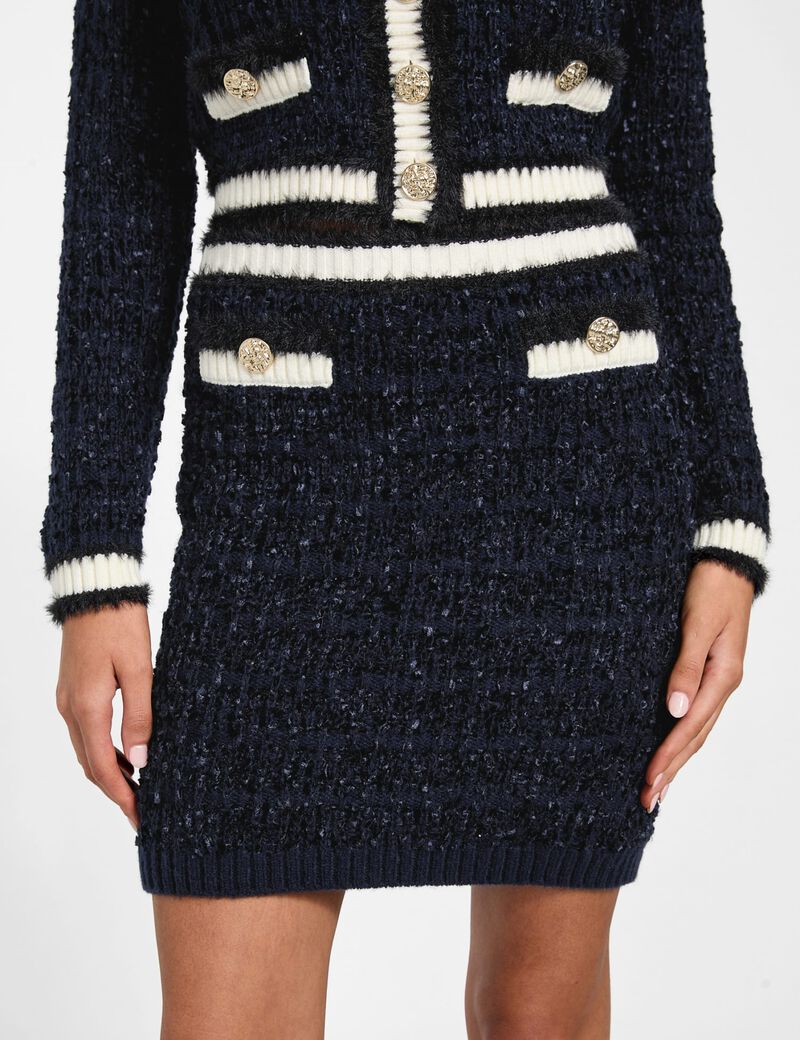 Textured knit mini sweater skirt