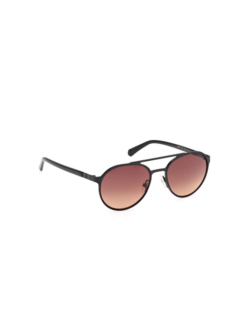 Round matte black gradient smoke sunglasses
