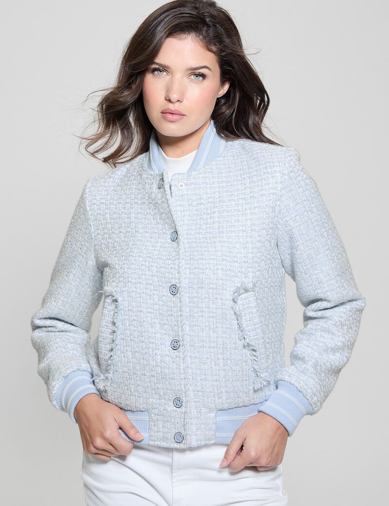 Padded tweed bomber jacket