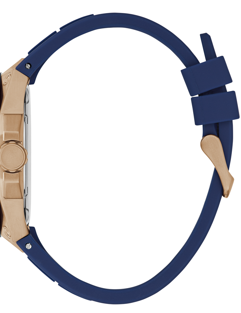 Mens Blue Rose Gold Tone Multi-function Watch