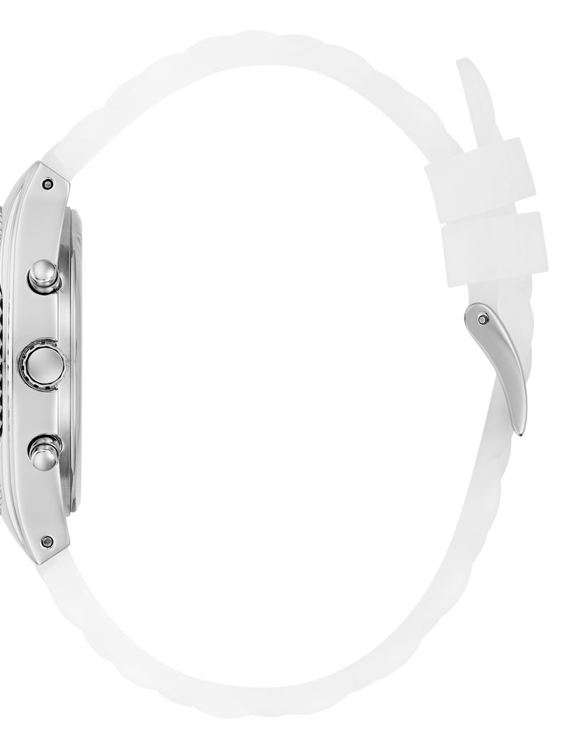 Ladies Clear Silver Tone Multi-function Watch