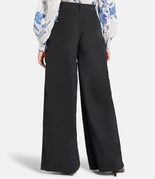 Pleated wide-leg crepon pants