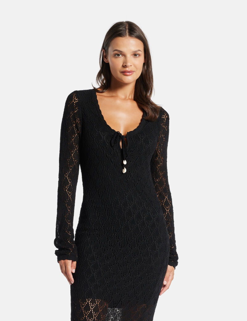 Open-work bodycon maxi dress