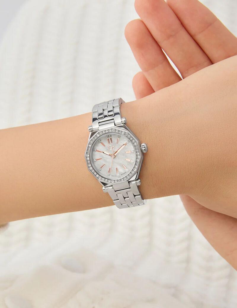 Gc Gleam metal silver tone watch