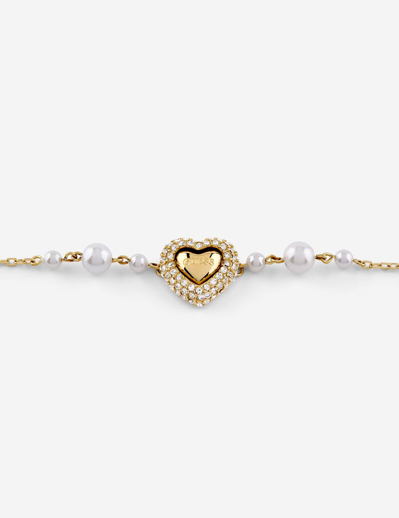 Heart & pearls chain bracelet
