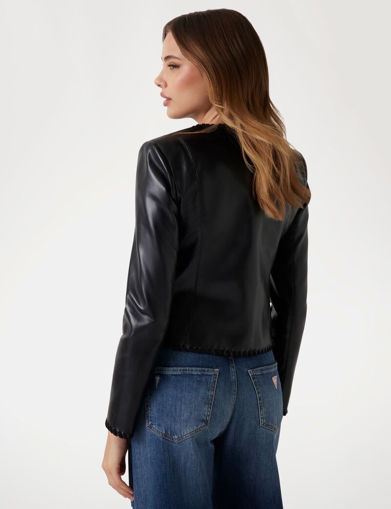 Faux Saffiano leather jacket