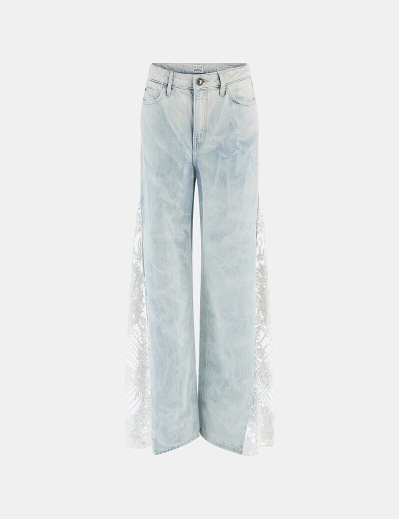 Lace relaxed denim pant