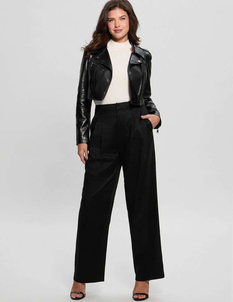 بنطلون واسع الساق من قماش التويل