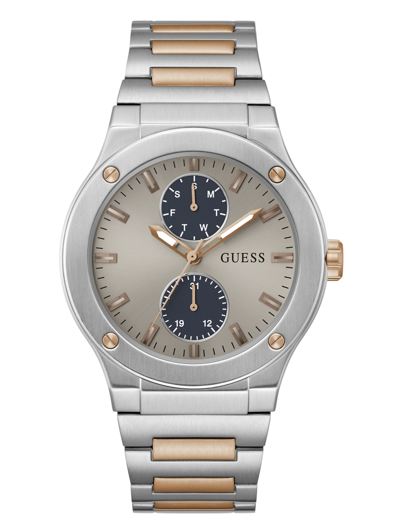 Mens 2-Tone Silver Tone Multi-function Watch