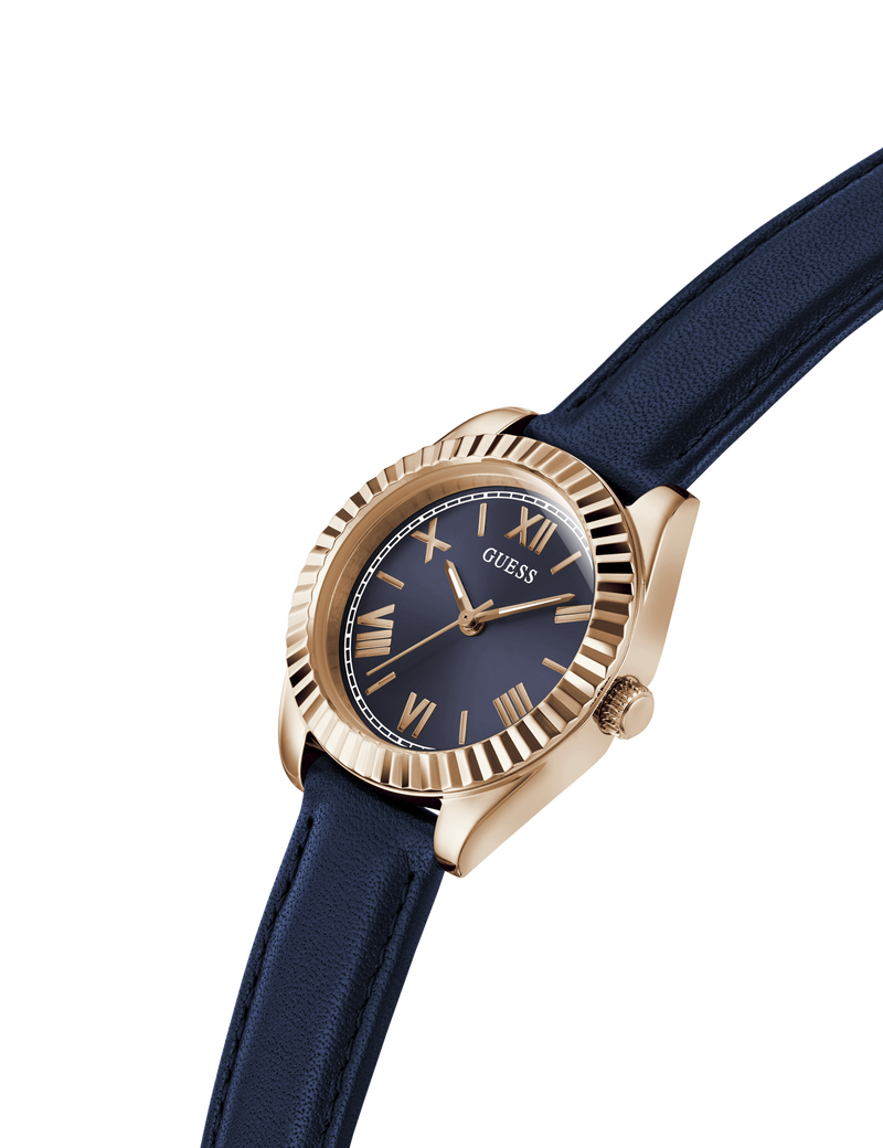 Ladies Blue Rose Gold Tone Analog Watch