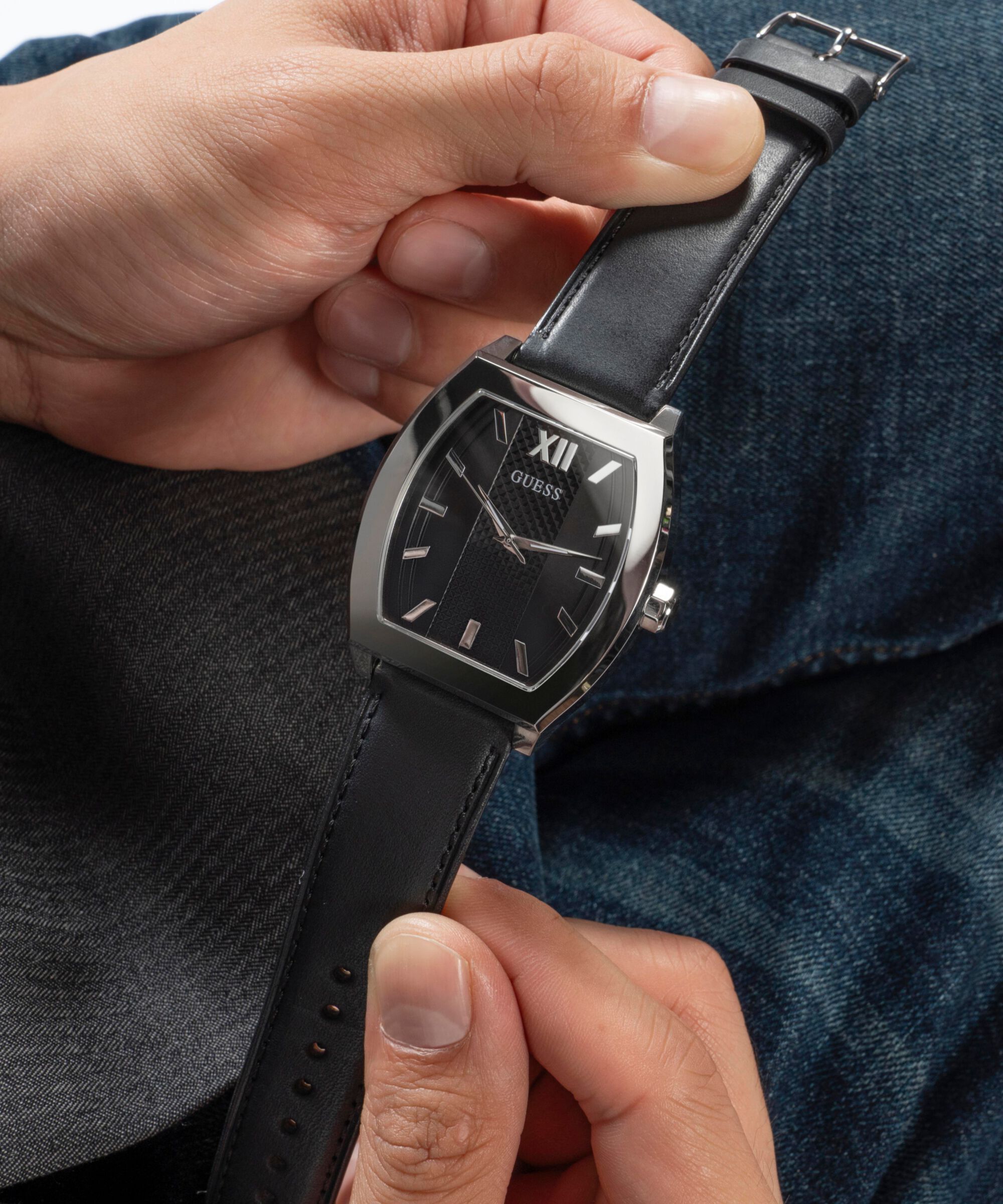 Guess genuine leather watch cheap