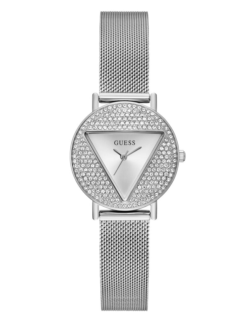 Silver Tone Quartz Analog Mesh Watch