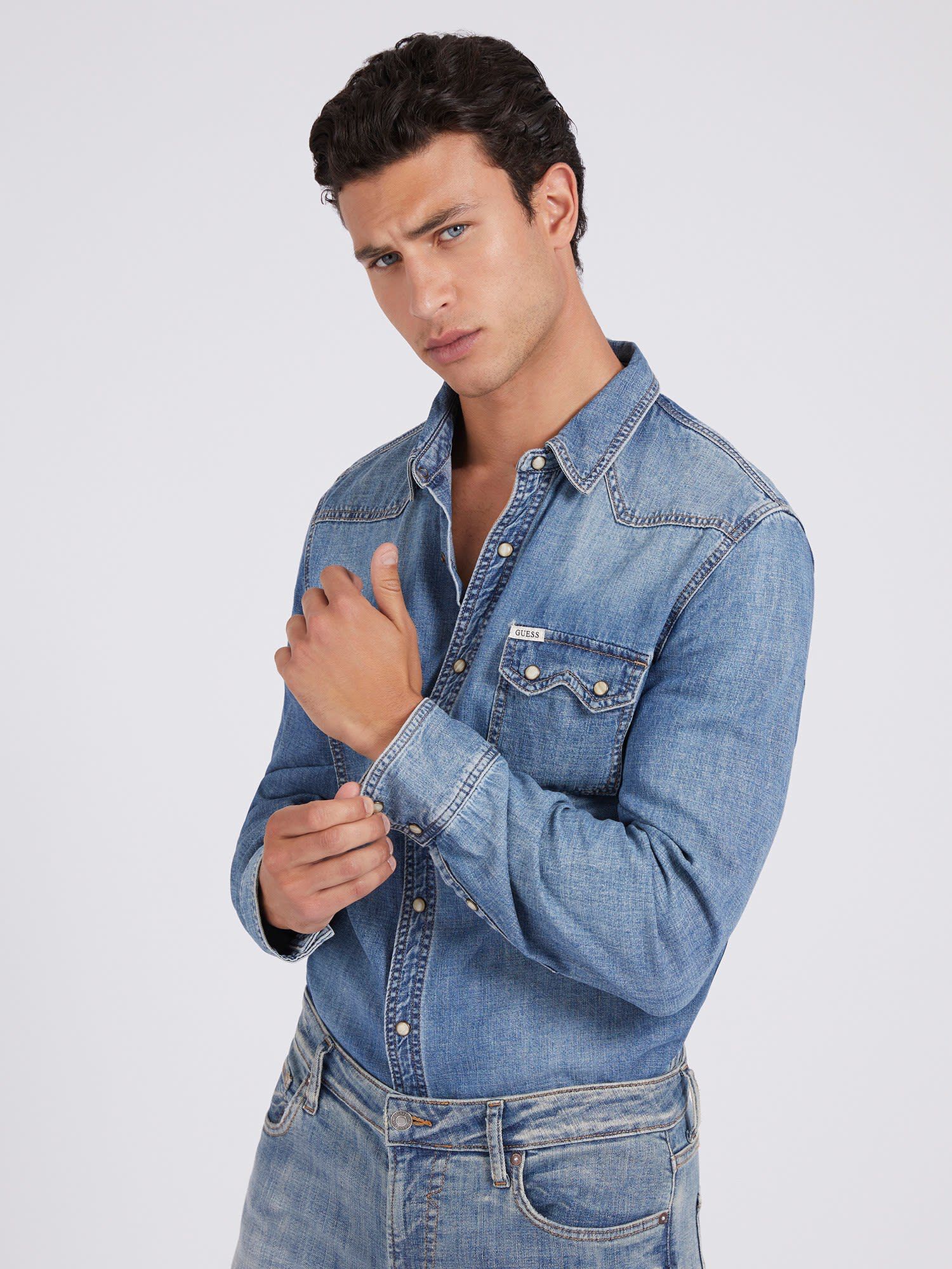 Guess jeans shirt mens store
