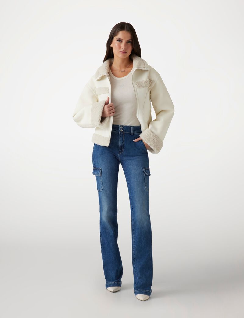 Mini boot-cut cargo denim pant Mini boot-cut cargo denim pant