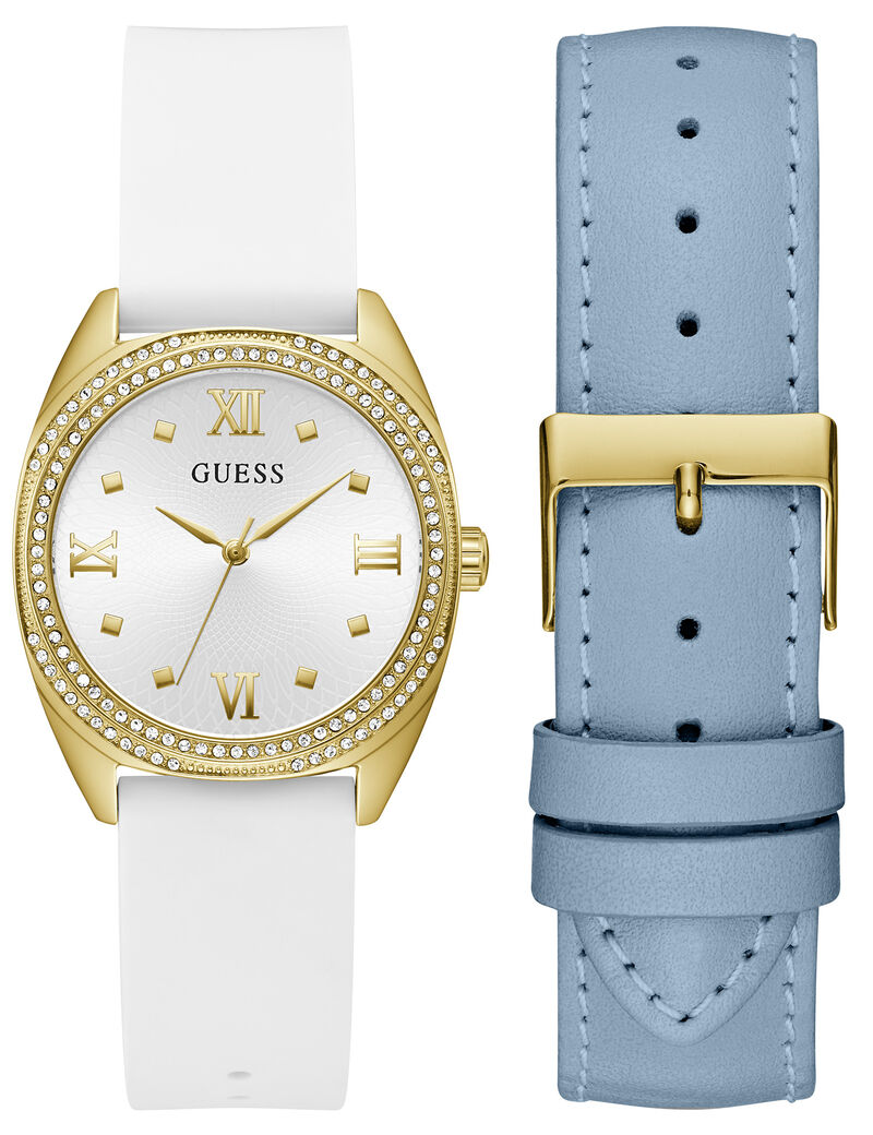 ساعة كوارتز تناظرية بأحزمة قابلة للتبديل من الجلد الطبيعي/السيليكون