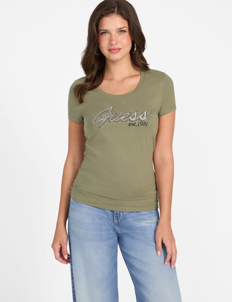 تي شيرت بشعار أحجار الراين