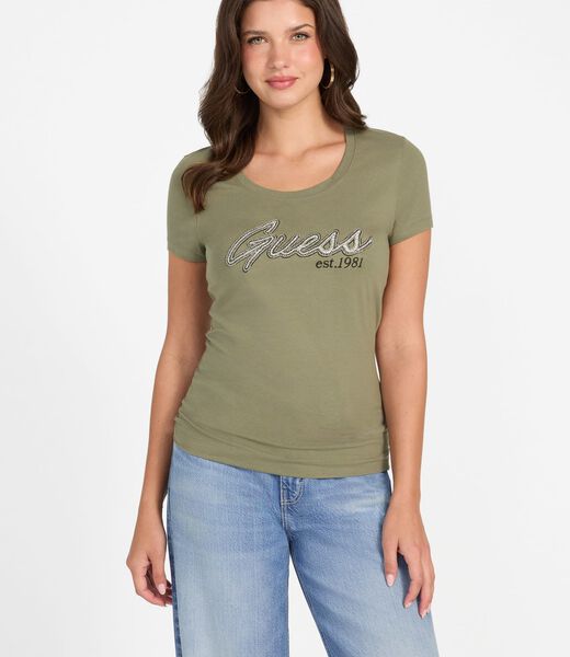 تي شيرت بشعار أحجار الراين