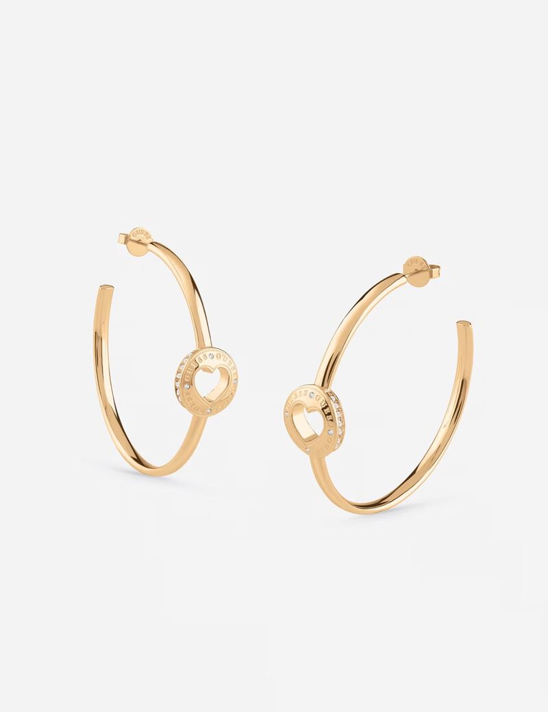 guess 50mm rolling heart hoops