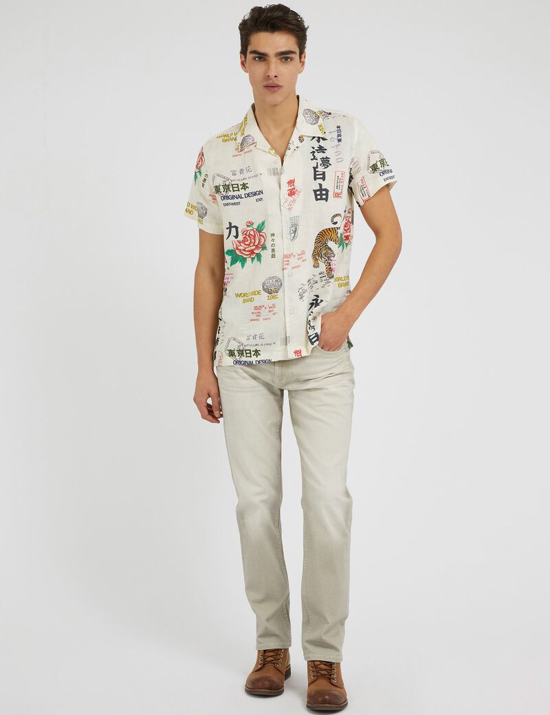 All over print linen shirt