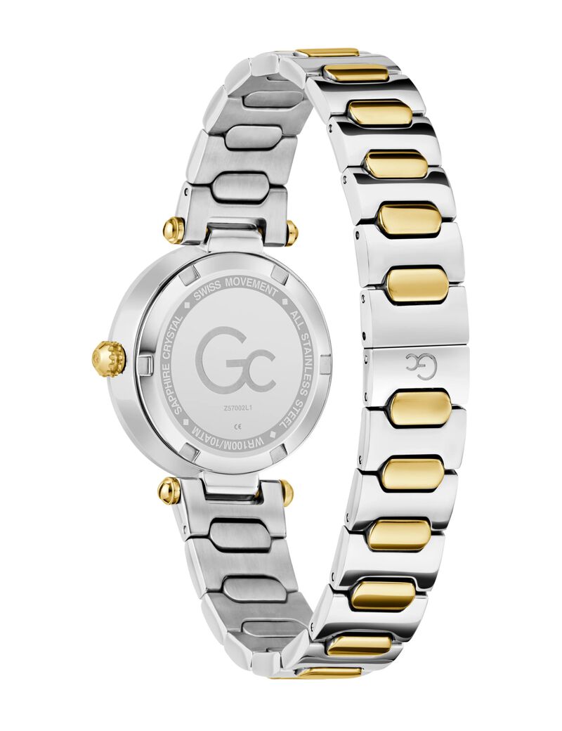 guess gc sportchic women s 763 mvmt white dail 10 amt silver yellow gold stainless steel brct