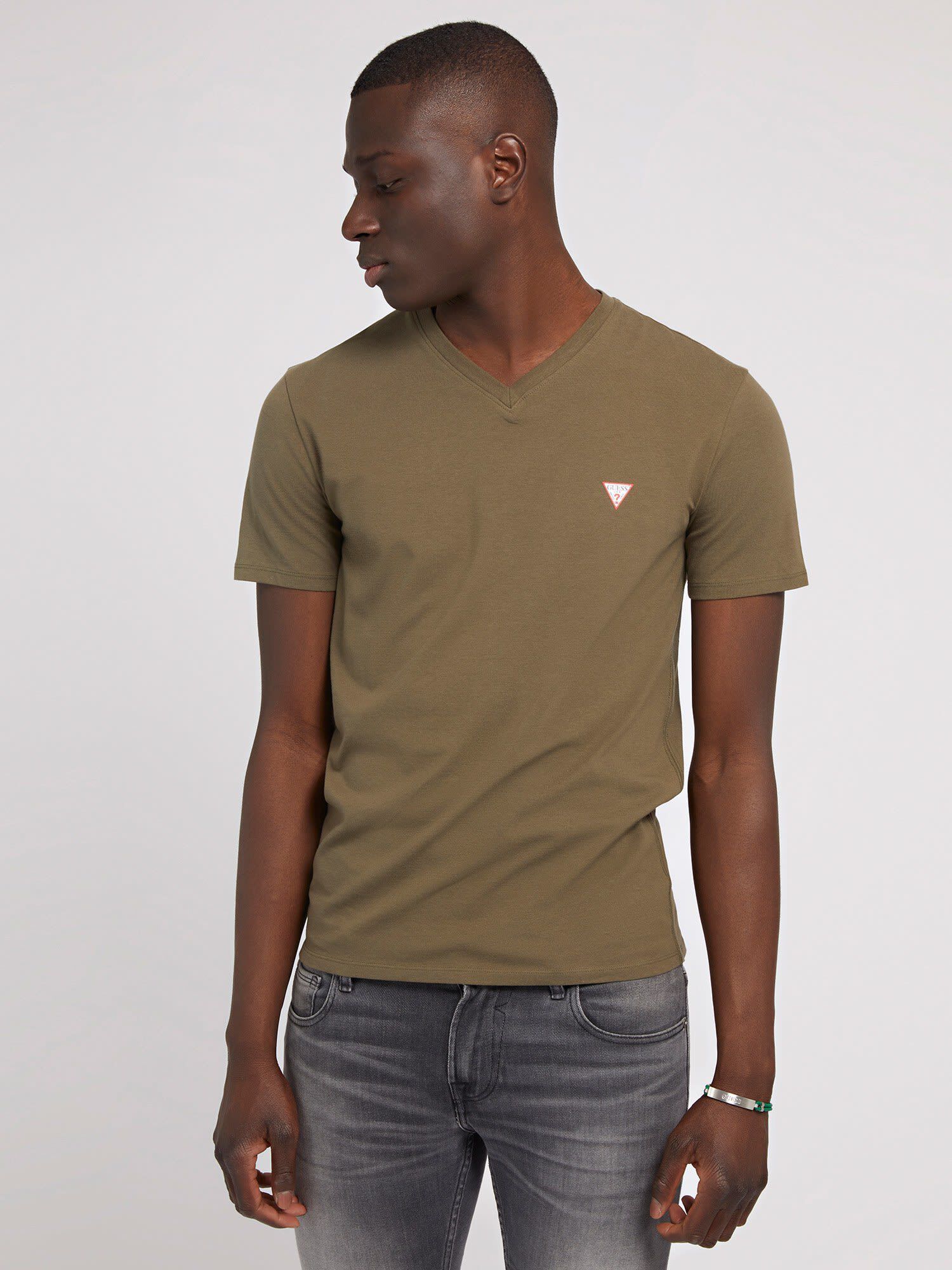 Guess men's v 2025 neck t shirts