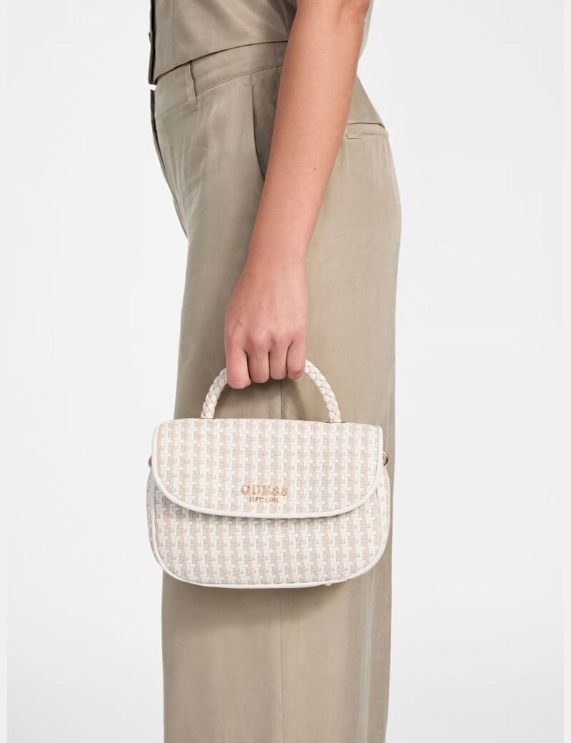 guess mirema woven mini handbag
