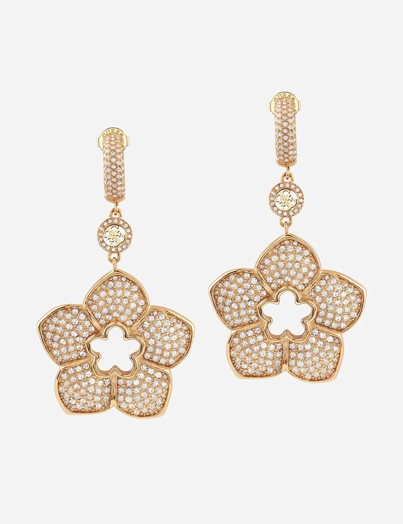 guess 65mm pave flower huggies