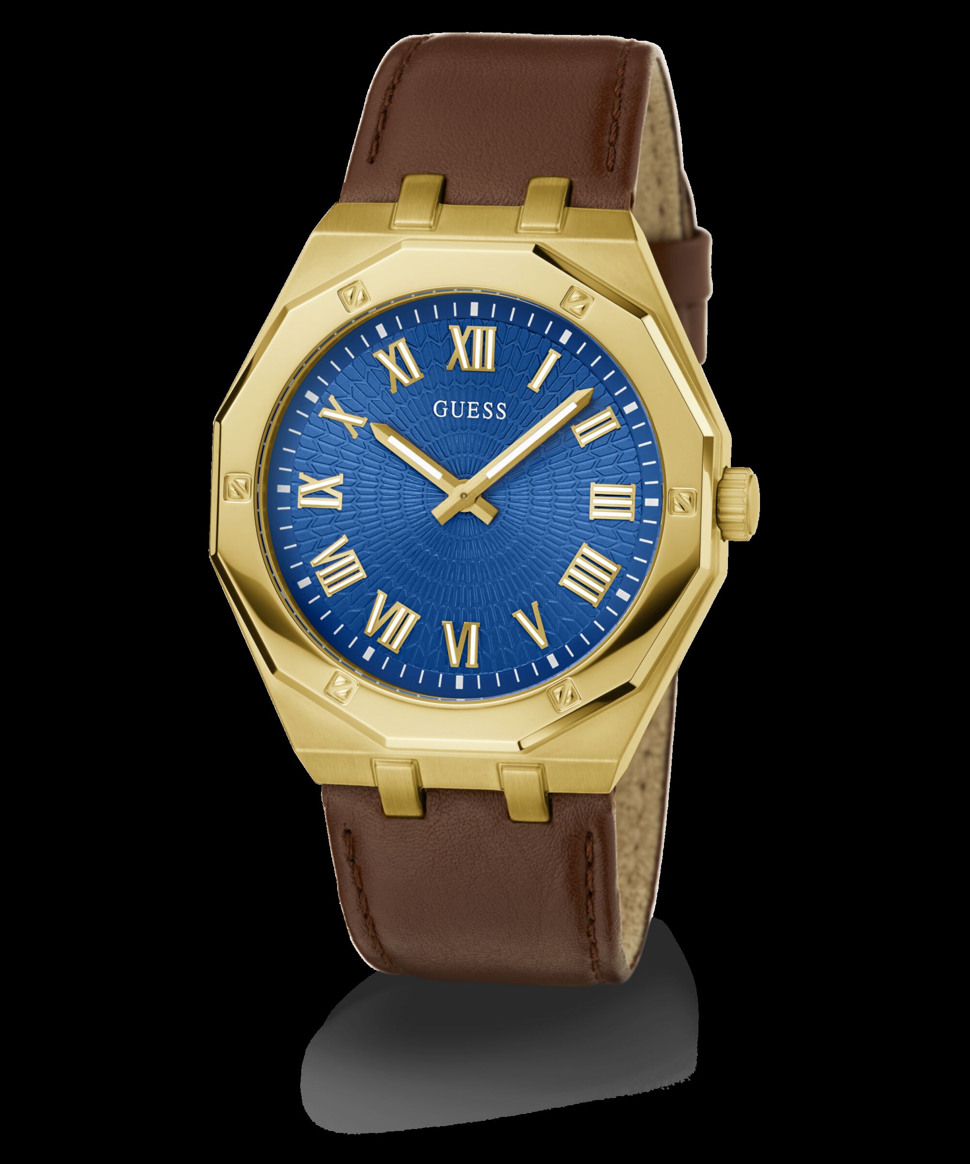 Shop GUESS Online Brown Quartz Analog Genuine Leather Watch